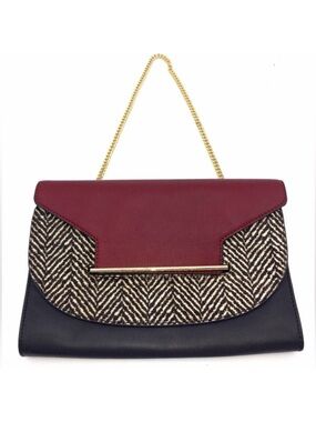 Vince Camuto Burgundy, Black & Cream Chain-Handle Shoulder Bag